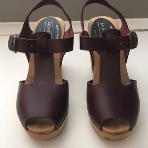Moheda Burgundy High-Heeled Clog Sandals